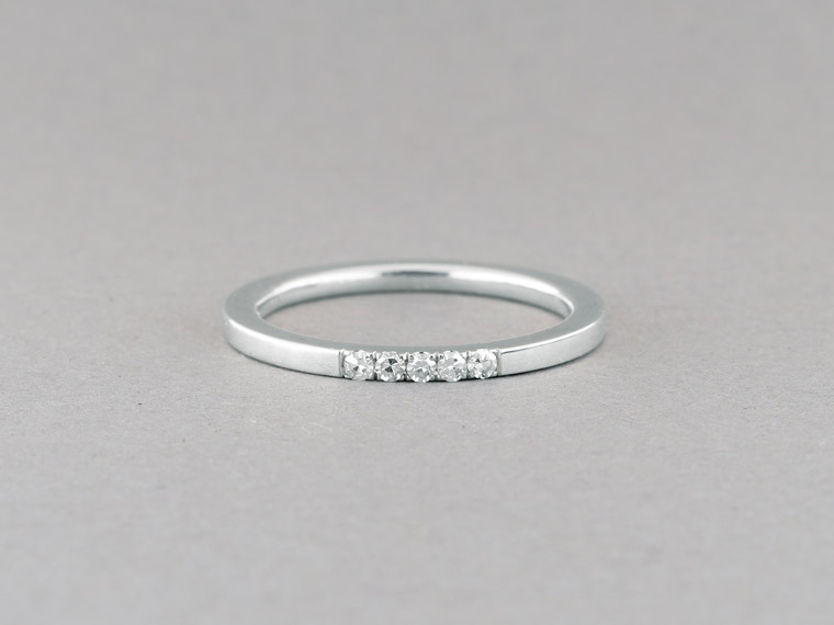Ring mit fünf Diamanten, 925er Silber, Diamanten im Altschliff